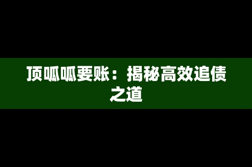 顶呱呱要账：揭秘高效追债之道