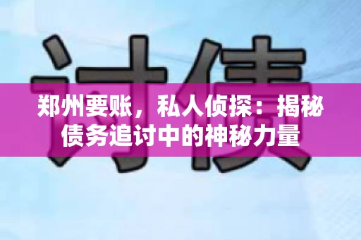 郑州要账，私人侦探：揭秘债务追讨中的神秘力量